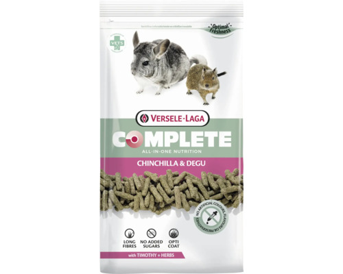 Rodent food VERSELE-LAGA Complete Chinchilla-Degu 1.75 kg extruded chunks with herbs and timothy hay, high crude fiber content (20%) for chinchilla, degu, in a fresh bag