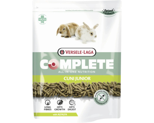 Rodent food VERSELE-LAGA Complete Cuni Junior 500g 100% extruded, grain-free food. Especially for young rabbits up to 6 to 8 months old in a fresh bag