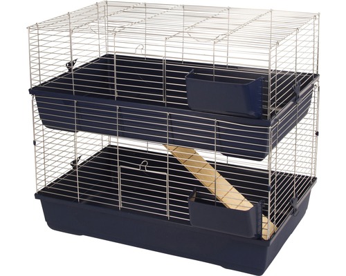 Rodent cage Maxi Baldo Twin including hay rack 100 x 53 x 86 cm blue