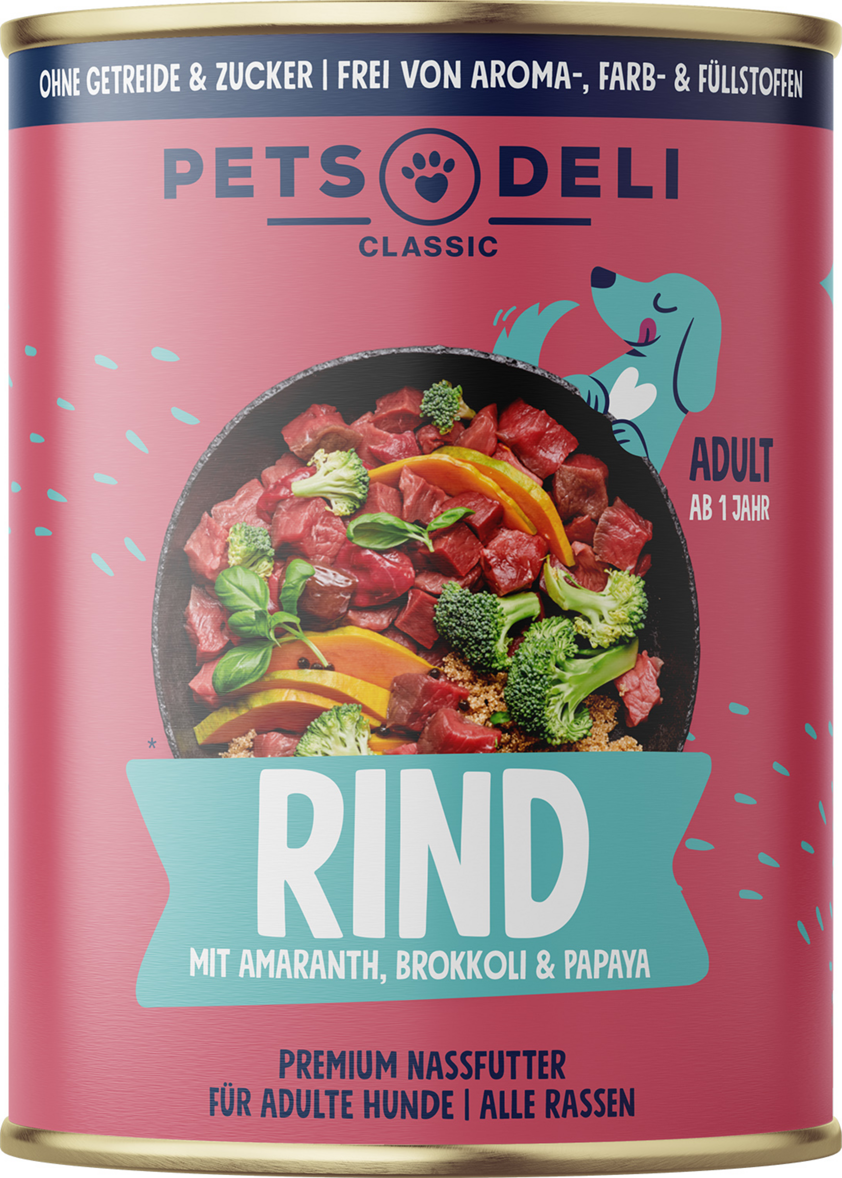 Pets Deli Wet food beef with broccoli, papaya, amaranth & basil for dogs