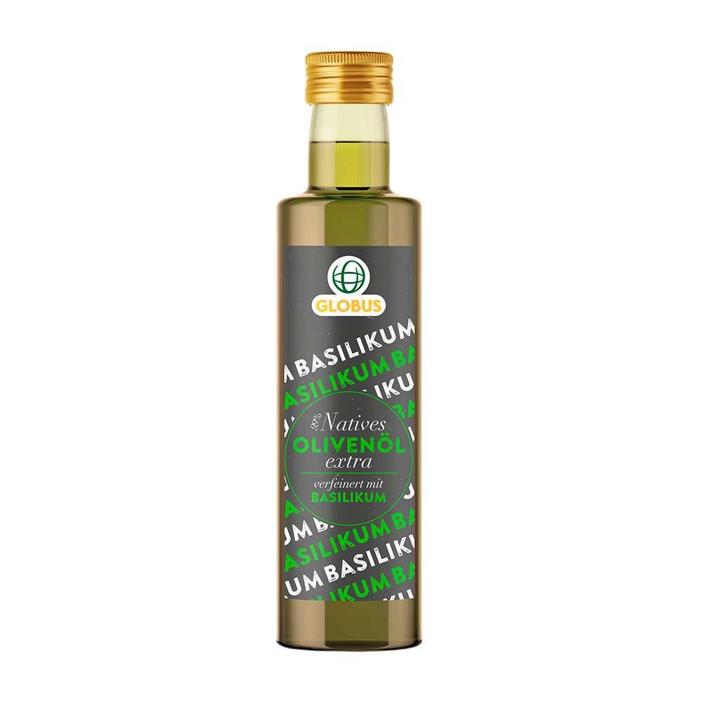 Extra virgin olive oil with basil