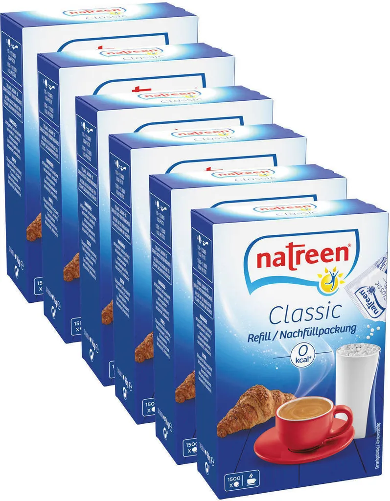 NATREEN® Süßstoff Classic Feine Süße Refill 6 x 1500 Stück Tafelsüße Nachfüllpack