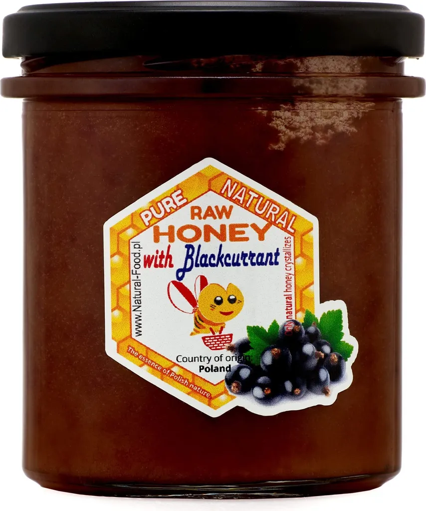 NATURAL FOOD Honig mit Zusatz  - für Desserts Süßspeisen Aromatisierte Tees n - Gewicht 430 g - mit Schwarzer Johannisbeere