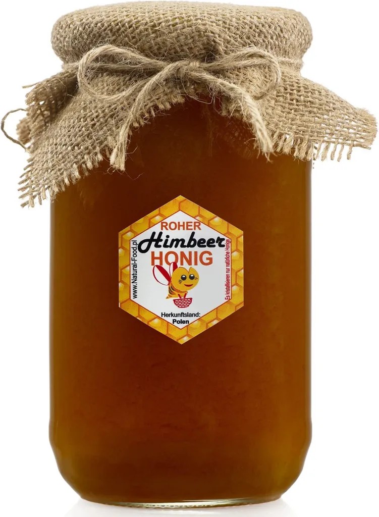 Natural Food ROHER HONIG direkt vom Imker | Blütenhonig mit Himbeeren| Roh, natürlich, sehr gesund, ohne Zusätze. Ungefiltert, nicht geschleudert oder erhitzt | 1,1 KG