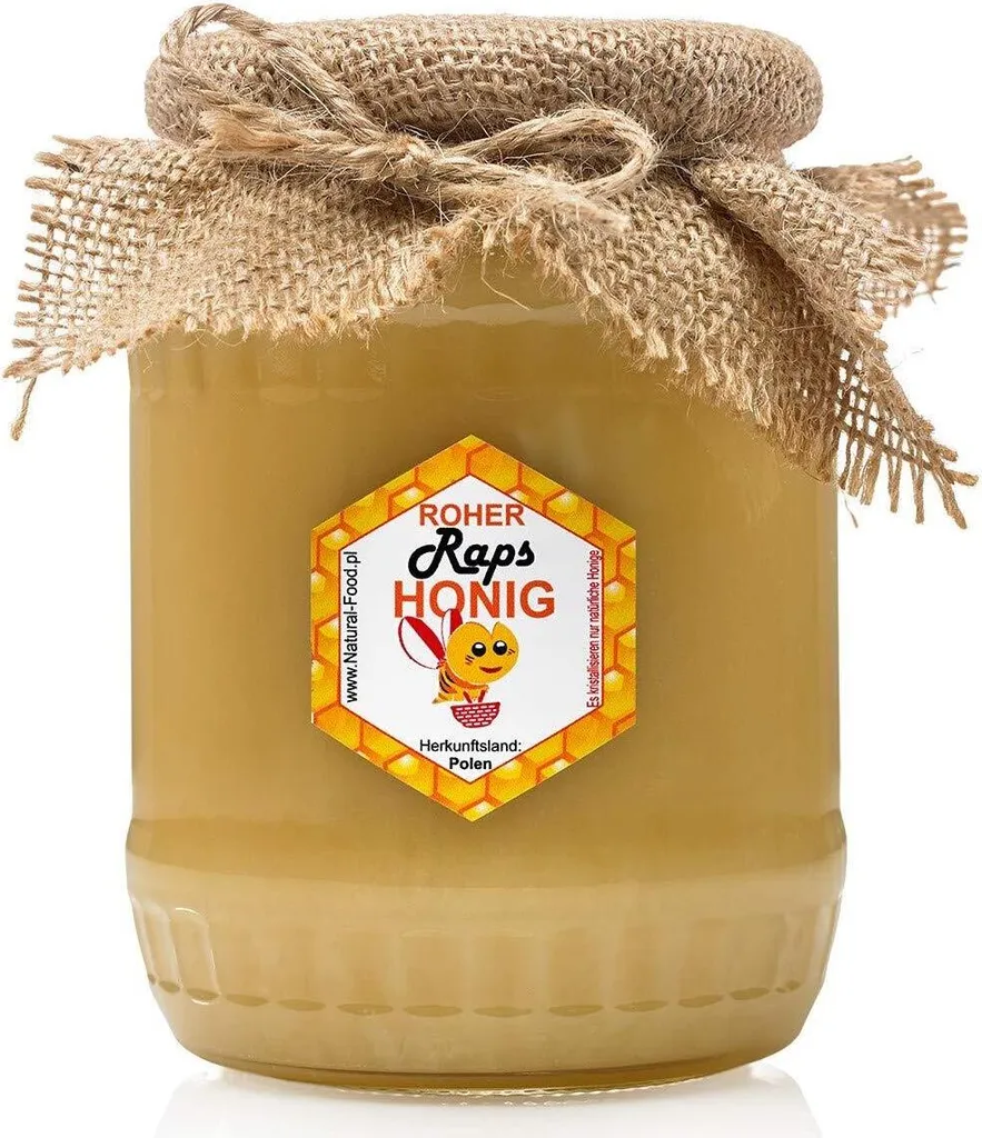 NATURAL FOOD Roher Honig - Direkt vom Imker - Roh Natürlich - Ohne Zusätze - Ungefiltert - Geschenkidee - 22 KG - Rapshonig