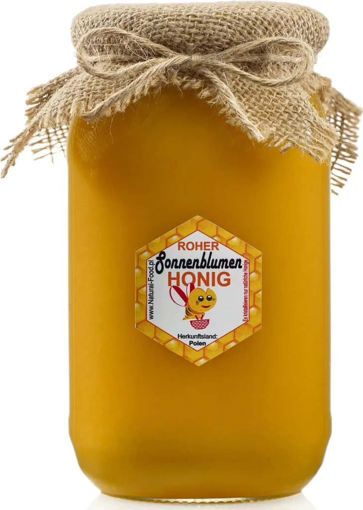 NATURAL FOOD Roher Honig - Direkt vom Imker - Roh Natürlich - Ungefiltert - Nicht Geschleudert oder Erhitzt - Geschenkidee - 22 KG - Sonnenblumenhonig