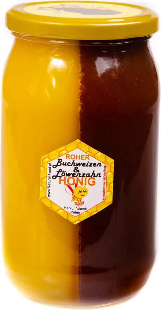 Natural Food - Roher Honig - Natürlich, ohne Zusatzstoffe - Reiner, unverarbeiteter Honig - 2in1 Buchweizenhonig & Löwenzahnhonig - 10 x 1,1 kg