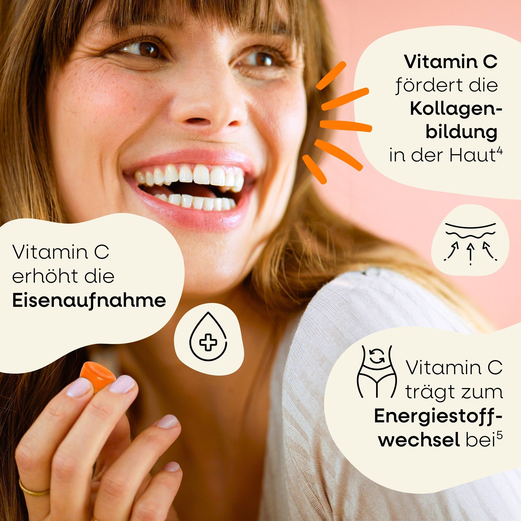 Natures Way Vitamin C Gummies - High dose with 125 mg each, vitamin C for collagen formation