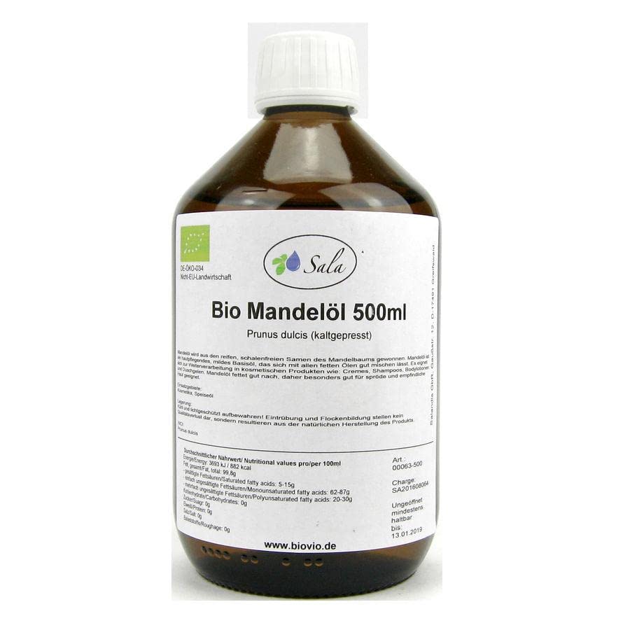 Sala Almond Oil Cold Pressed Organic (500 ml Glass Bottle)