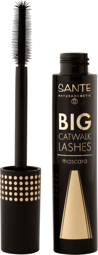 SANTE Naturkosmetik Big Catwalk Lashes Mascara, 01 Ultra Black, Carbon Pigments, Density & Long Eyelashes, Vegan, Organic Extracts, 10 ml, ‎big schwarz