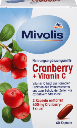 Mivolis Cranberry + Vitamin C capsules, 60 pcs., 68 g