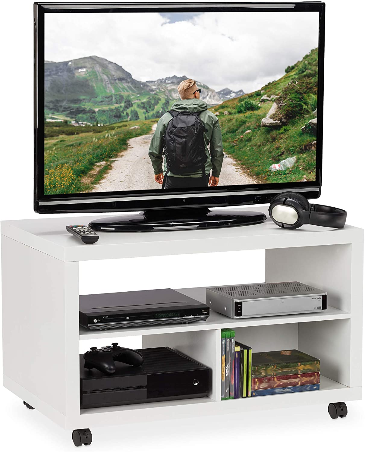 Relaxdays Tv Board With Multiple Compartments For Devices Dvds Etc. Can Als