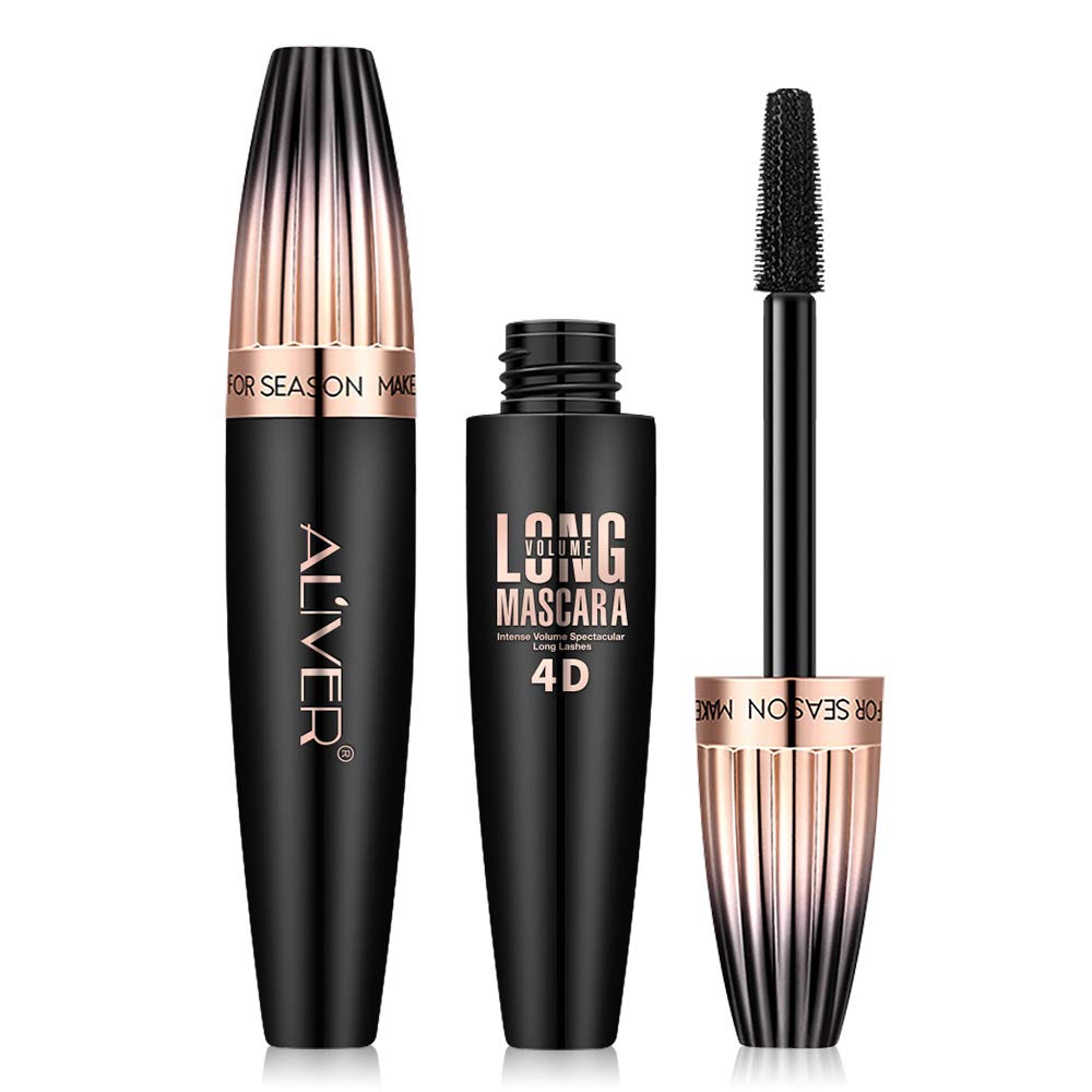 IFUDOIT 4D Mascara Made of Silk Fibre Black, Lash Sensational Volume-enhancing and Thickening Waterproof Mascara, Clump-free, Long-Lasting, Soft Mascara Brush, Suitable for Sensitive Eyes