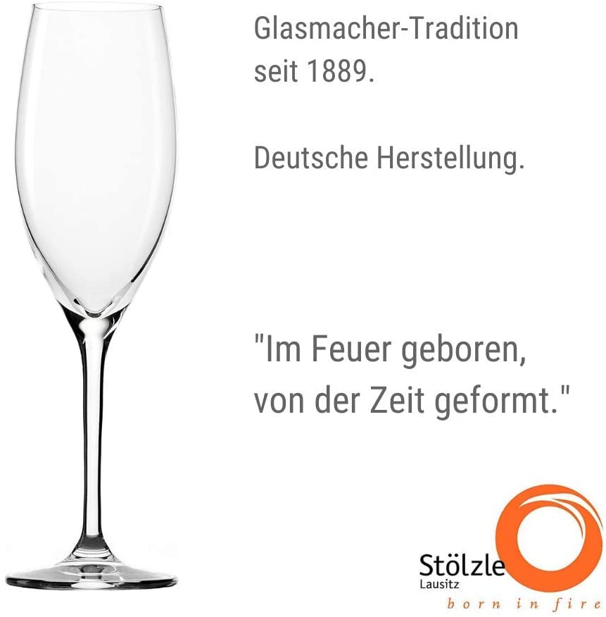 Stölzle Lausitz Classic Champagne Glasses, Set of 6, Dishwasher-Safe Champa