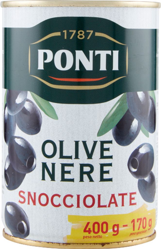 Nere Snocciolate black olives 400g - Ponti
