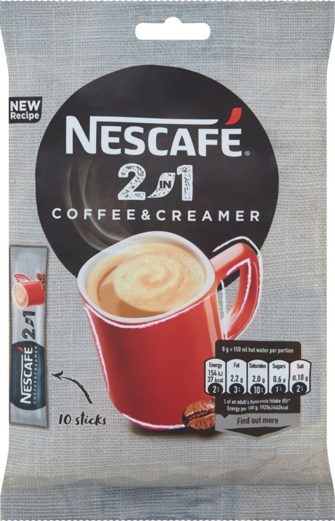 Nescafé 2In1 Kaffee & Kaffeesahne Instant-Kaffeegetränk 80 G (10 X 8 G)