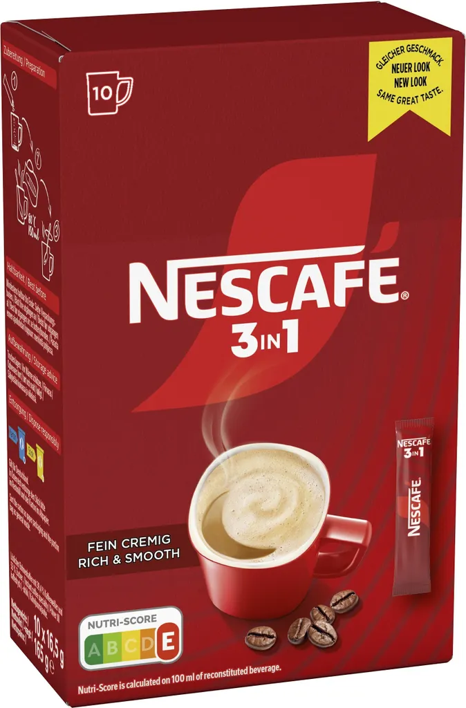 Nescafé 3in1 Sticks, instant coffee with creamer and sugar, instant coffee, 10 portion sticks