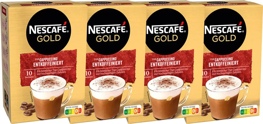 Nescafe Cappuccino Entkoffeiniert Löslicher Kaffee 10 x 12.5g 4er Pack