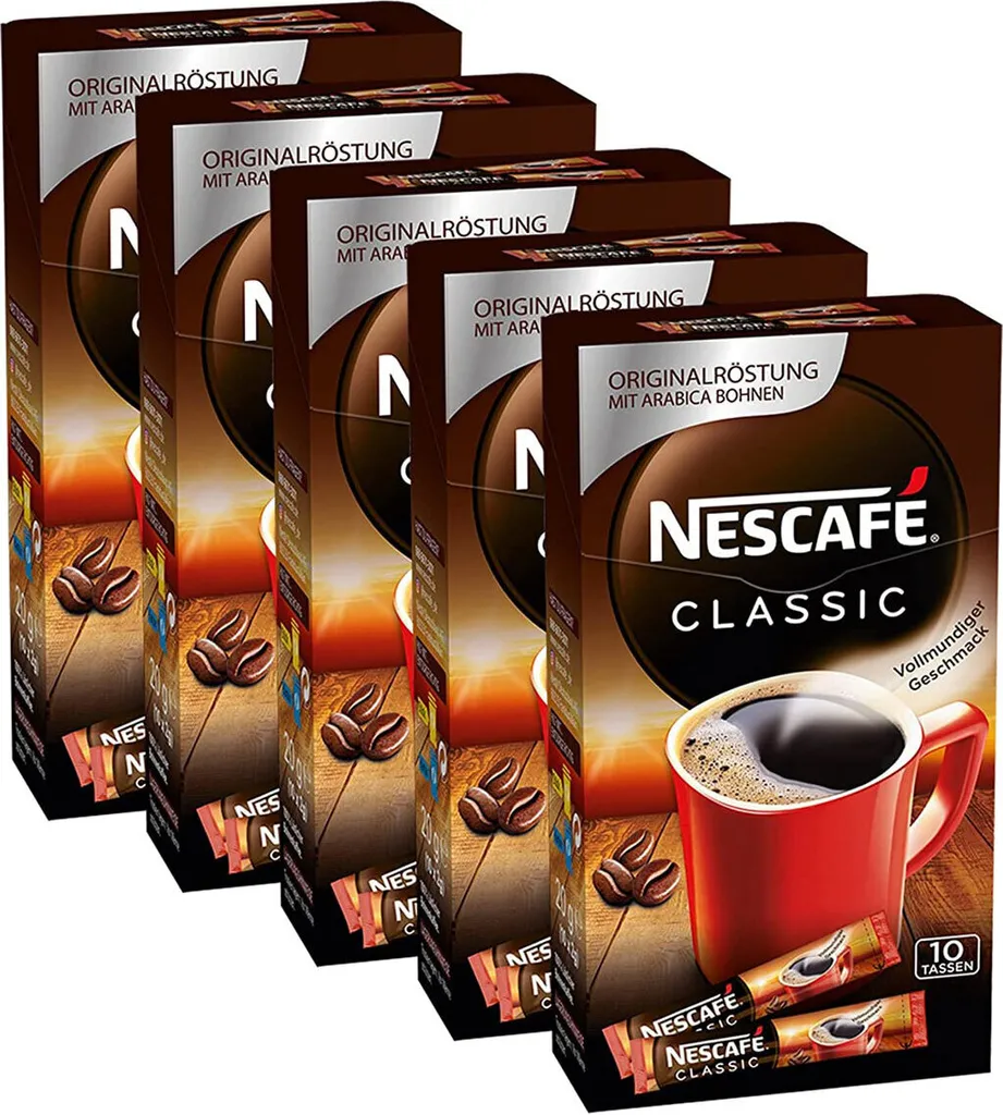Nescafe Classic instant coffee cup packs 10x2g 5-pack