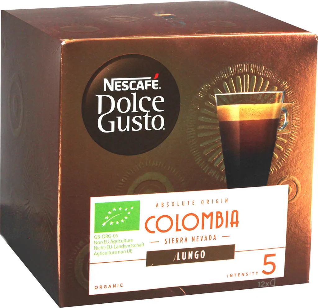 Nescafé Dolce Gusto Absolute Origin Colombia Sierra Nevada Lungo, Coffee Capsule, Coffee Capsule, Roasted Coffee, 12 Capsules