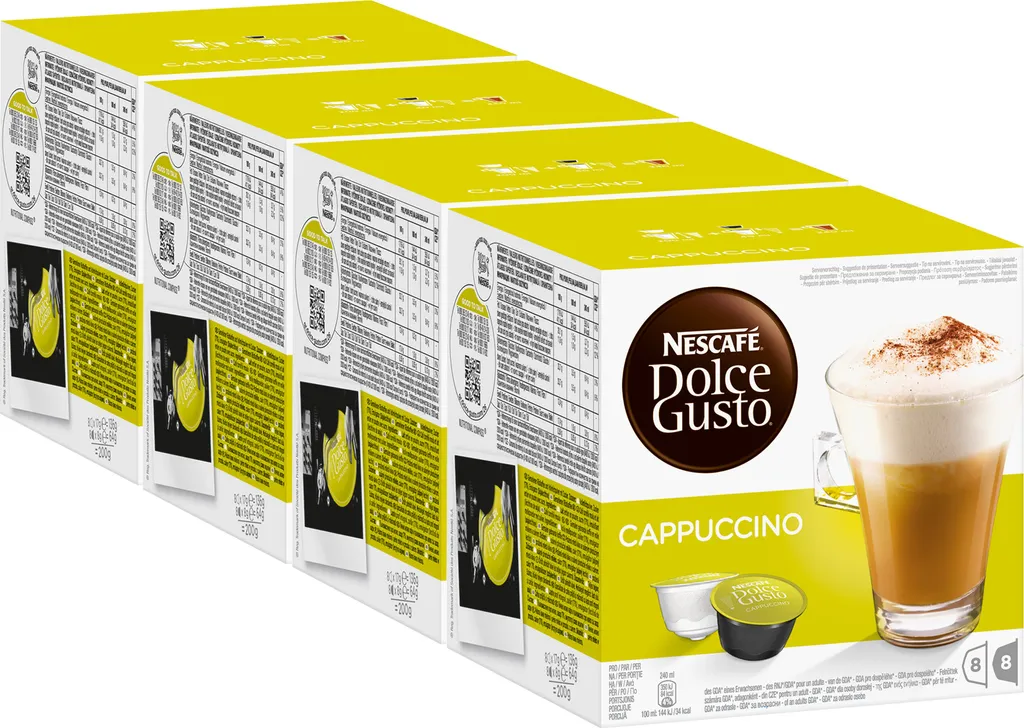 Nescafé Dolce Gusto Cappuccino, Coffee, Coffee Capsule, Pack of 4, 4 x 16 Capsules (32 Servings)