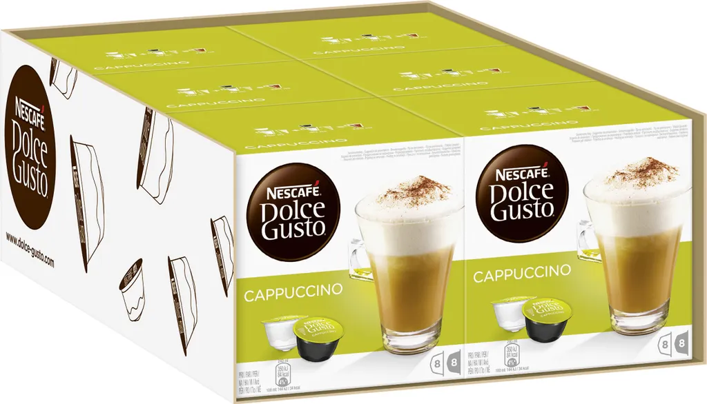 Nescafé Dolce Gusto Cappuccino, Latte, Coffee Capsule, Coffee, 96 Capsules (48 Servings)