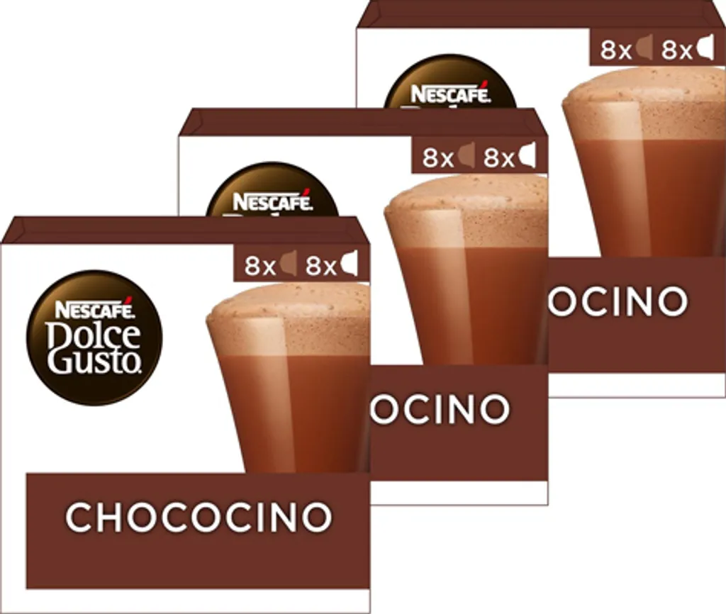 Nescafé Dolce Gusto Chococino Cocoa Set of 3, Cocoa Capsule, Chocolate, 16 Capsules (8 Servings) C