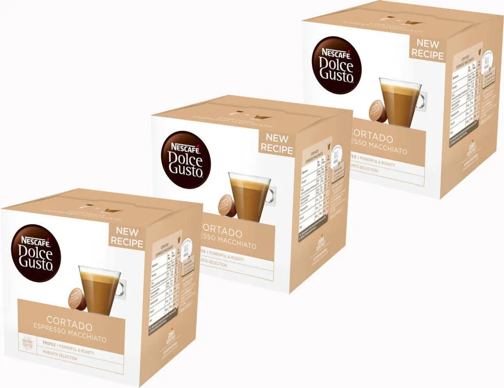Nescafé Dolce Gusto Cortado Espresso Macchiato Storage Box, Set of 3, Coffee, Coffee Capsules, 3 x 30 Capsules