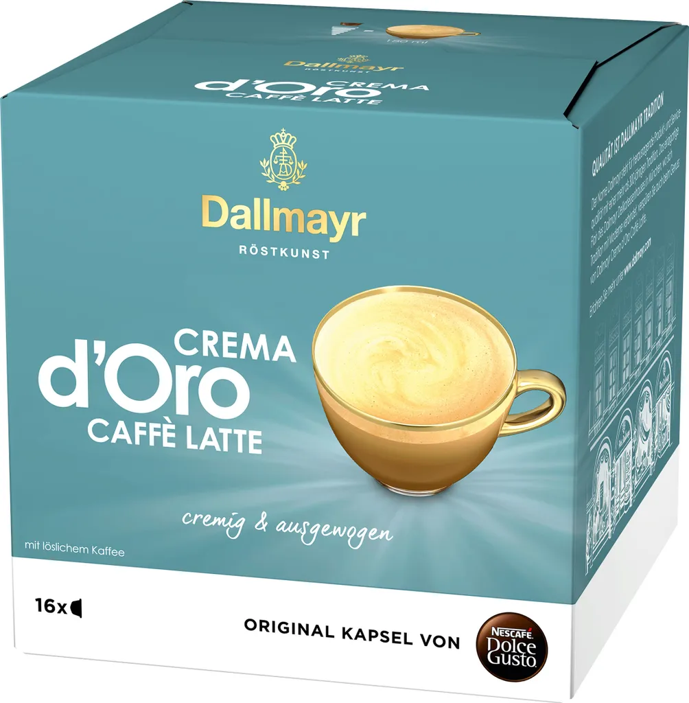 Nescafé Dolce Gusto Dallmayr Crema dOro Caffé Latte, coffee capsule, coffee, 16 capsules