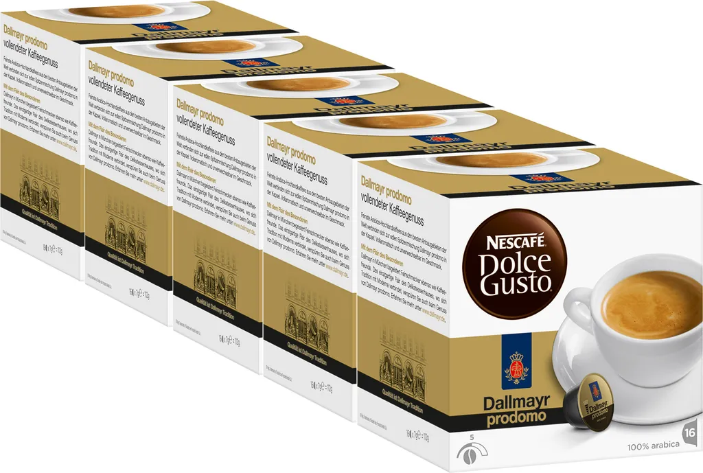 Nescafé Dolce Gusto Dallmayr prodomo, coffee, coffee capsule, 5-pack, 5 x 16 capsules