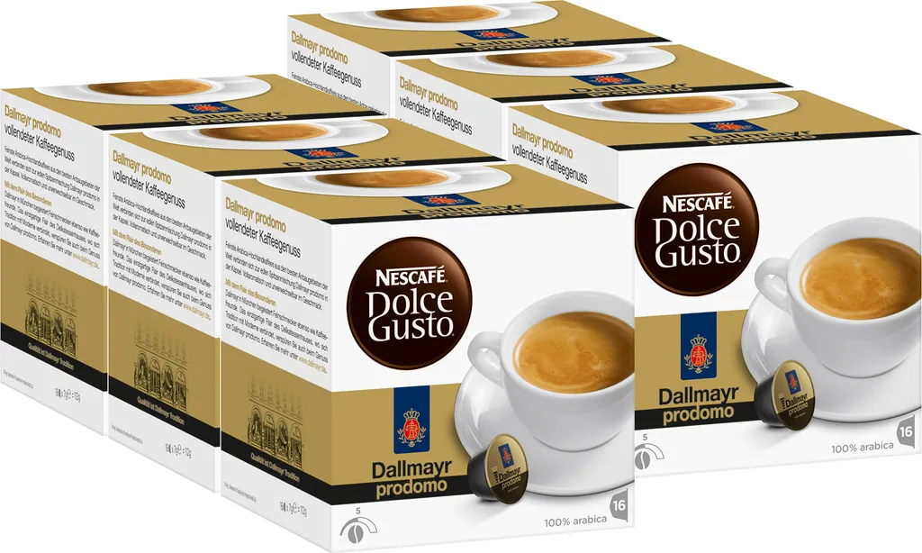 Nescafé Dolce Gusto Dallmayr prodomo, coffee, coffee capsule, 6-pack, 6 x 16 capsules