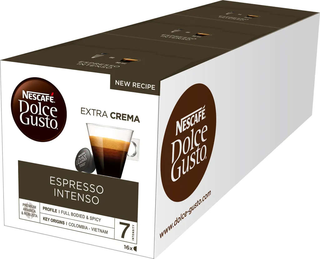 Nescafé Dolce Gusto Espresso Intenso, Strong, Coffee, Coffee Capsule, 3-pack, 3 x 16 Capsules