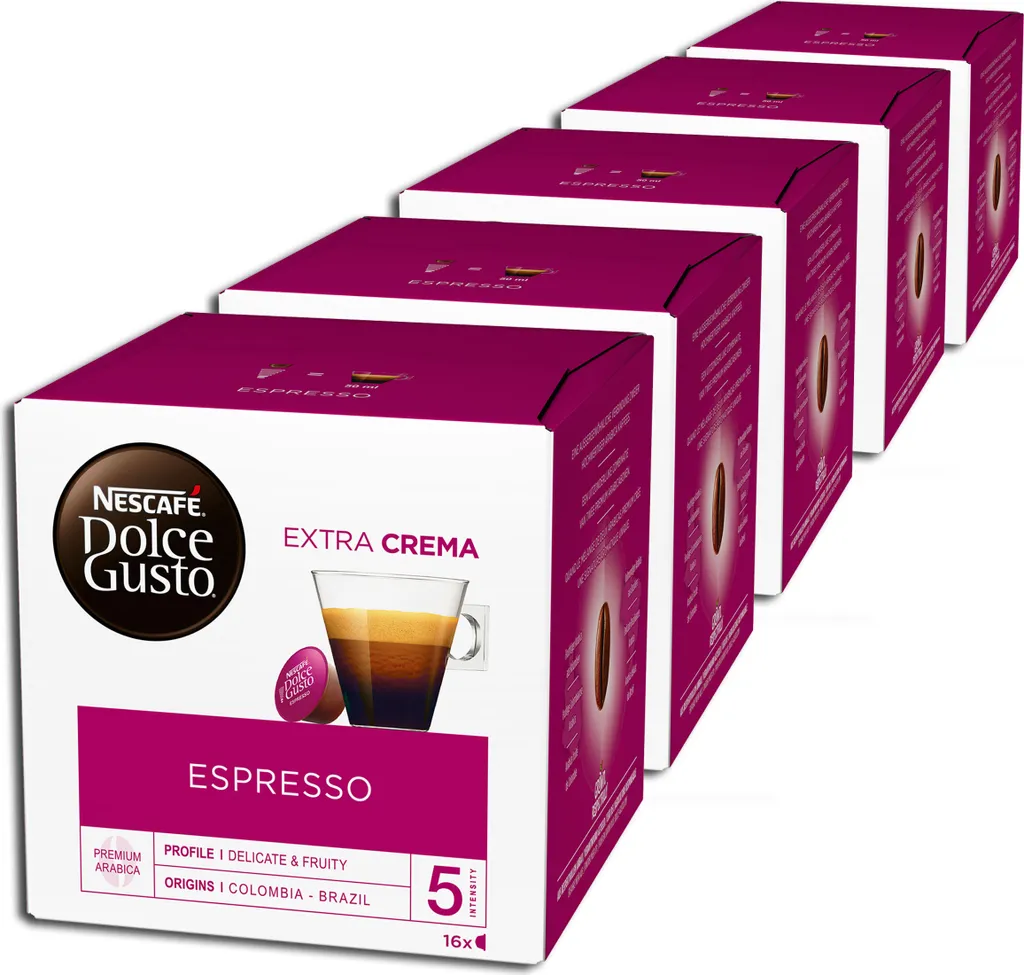 Nescafé Dolce Gusto Espresso, Coffee, Coffee Capsule, 5-pack, 5 x 16 Capsules