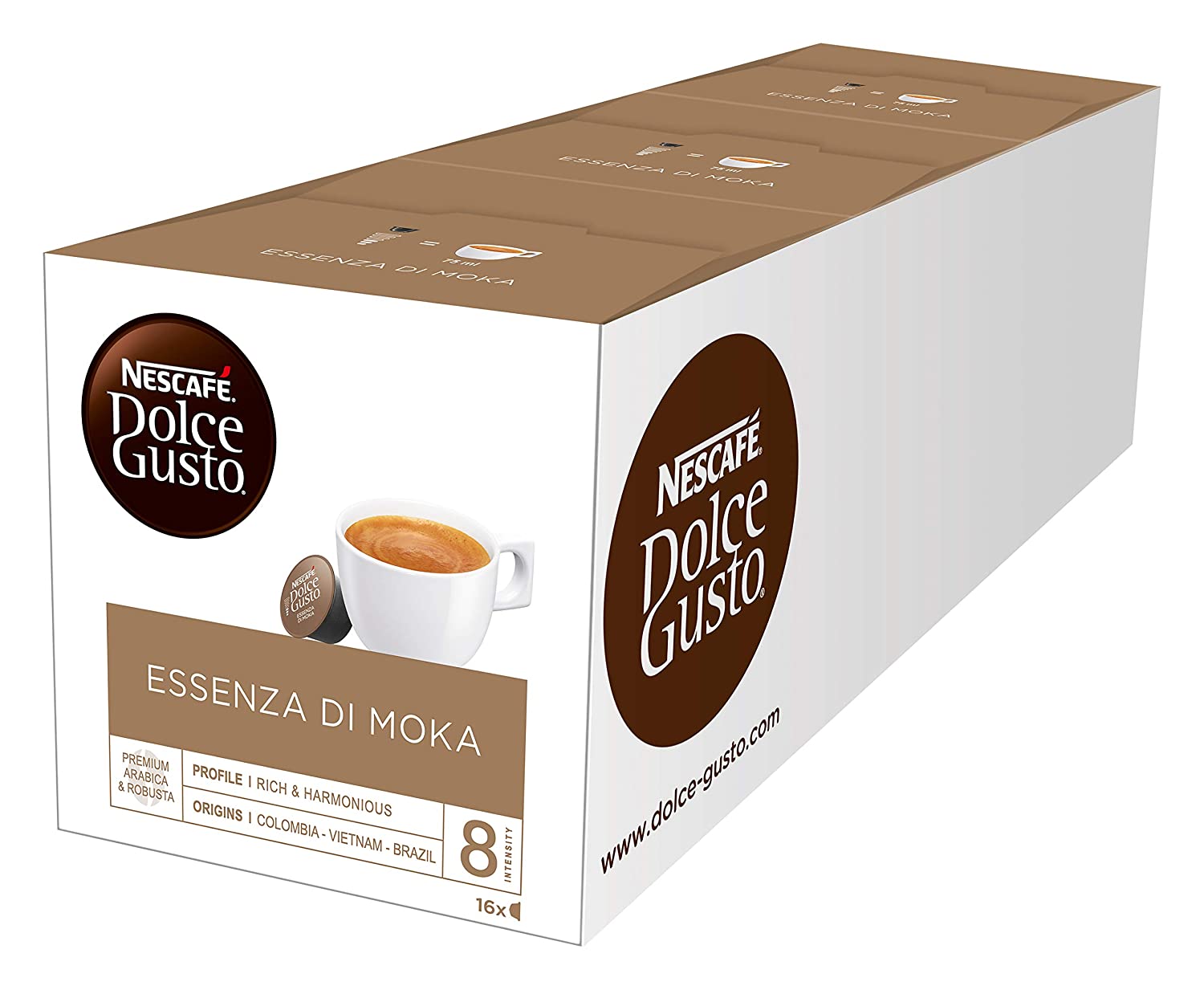 Nescafe Dolce Gusto Essence of Moka Coffee Espresso – Pack of 3 x 16 Capsules