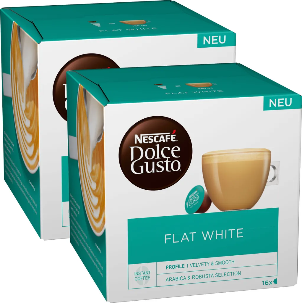 Nescafé Dolce Gusto Flat White, Latte, Milk Coffee, Coffee Capsule, 32 Capsules