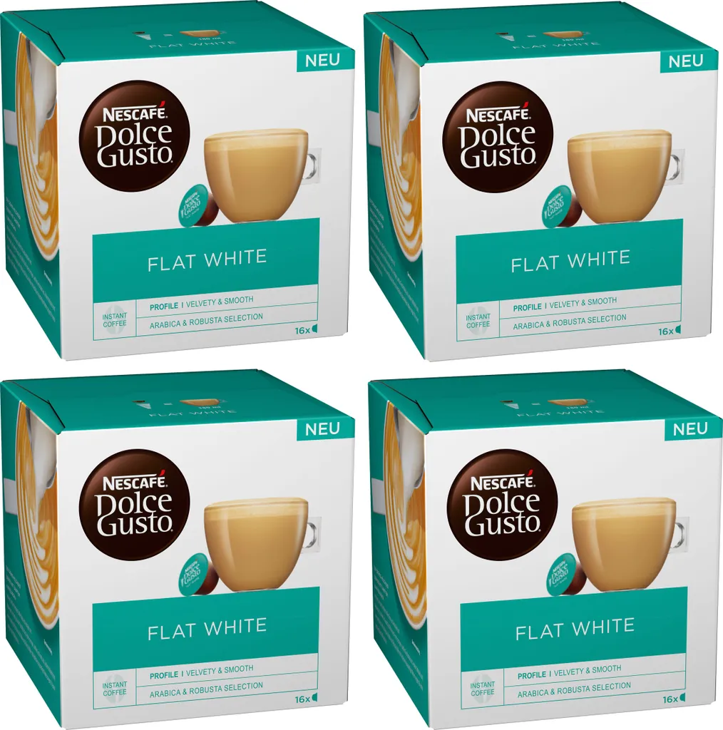 Nescafé Dolce Gusto Flat White, Latte, Milk Coffee, Coffee Capsule, 64 Capsules
