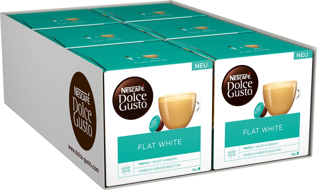 Nescafé Dolce Gusto Flat White, Latte, Milk Coffee, Coffee Capsule, 96 Capsules