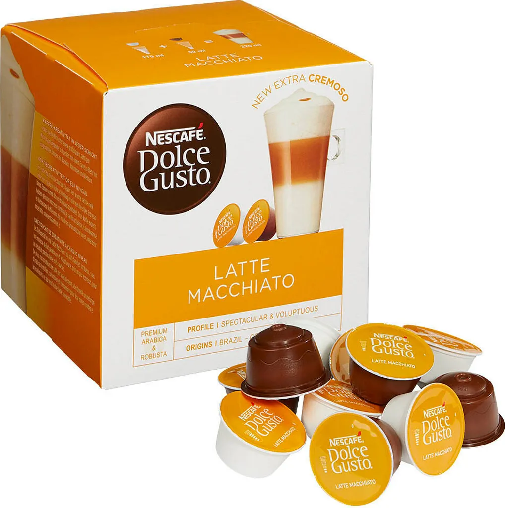 Nescafé Dolce Gusto Latte Macchiato, Coffee, Coffee Capsule, 16 Capsules (8 Servings)