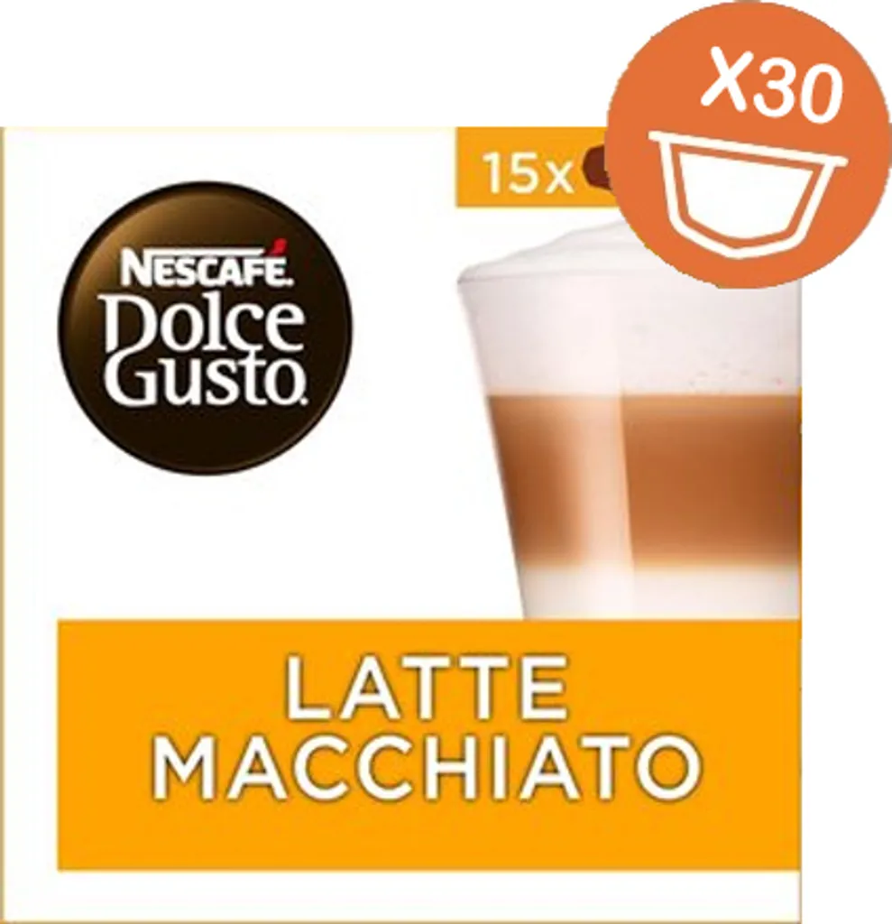 Nescafé Dolce Gusto Latte Macchiato Storage Box, Coffee, Coffee Capsules, 30 Capsules / 15 Servings