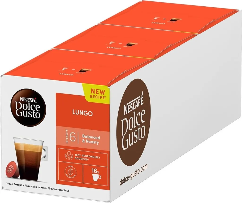 Nescafé Dolce Gusto Lungo coffee capsules (3 x 16 capsules)