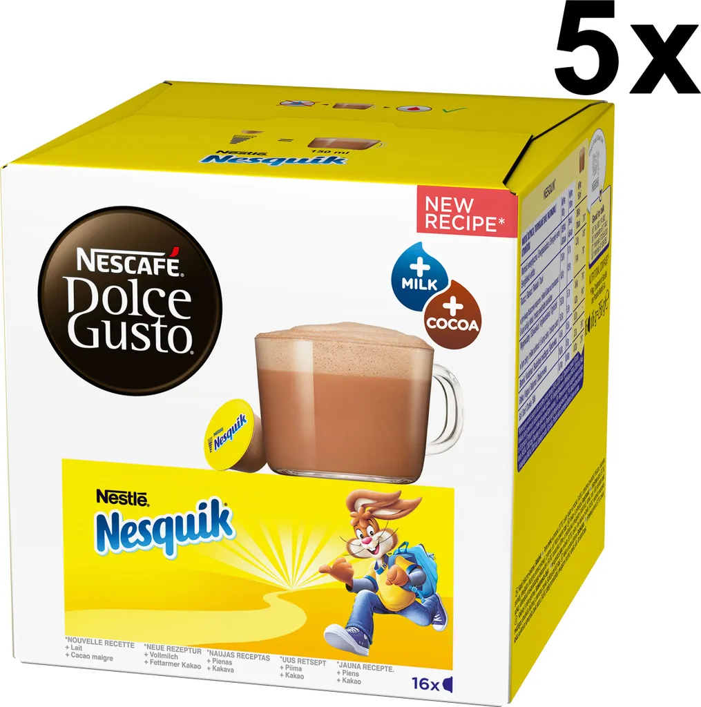 Nescafé Dolce Gusto Nesquik, Cocoa, Chocolate, 5-pack, 5 x 16 capsules