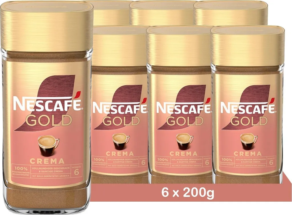 NESCAFÉ Gold Crema instant coffee beans with a velvety crema (6 x 200g)