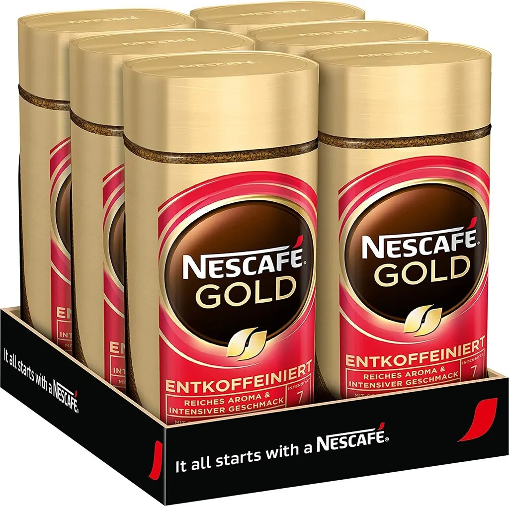 NESCAFÉ GOLD Decaffeinated, instant coffee beans, caffeine-free (6 x 100g)