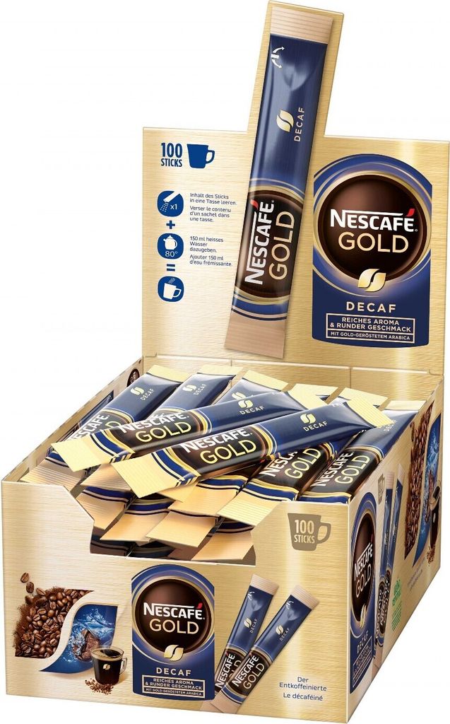 NESCAFÉ Gold Decaffeinated Sticks, instant coffee beans (100 x 2g)