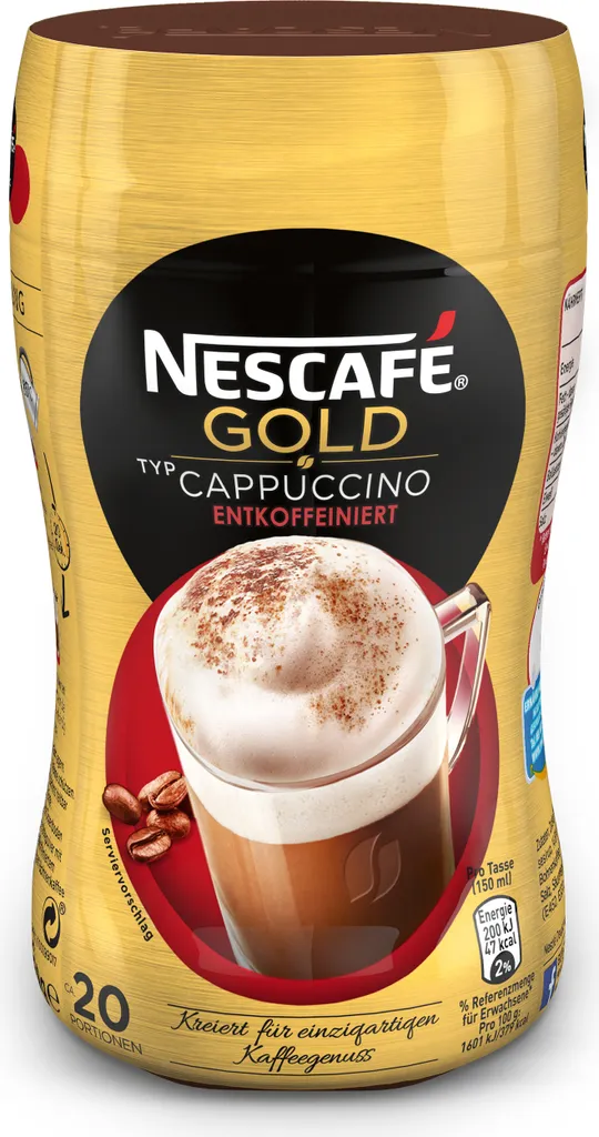 Nescafé Gold Typ Cappuccino entkoffeiniert | 250g Dose