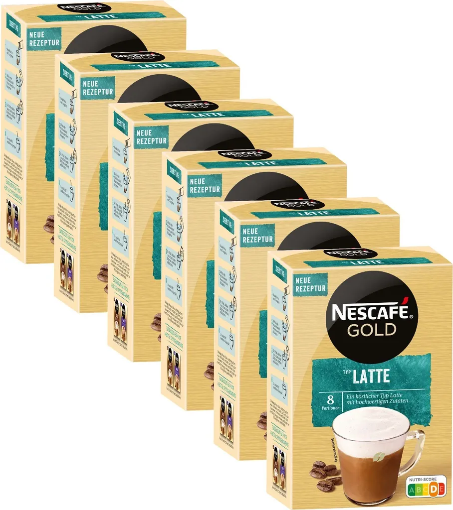 NESCAFÉ Gold Typ Latte, löslicher Bohnenkaffee (6 x 8 x 18g)