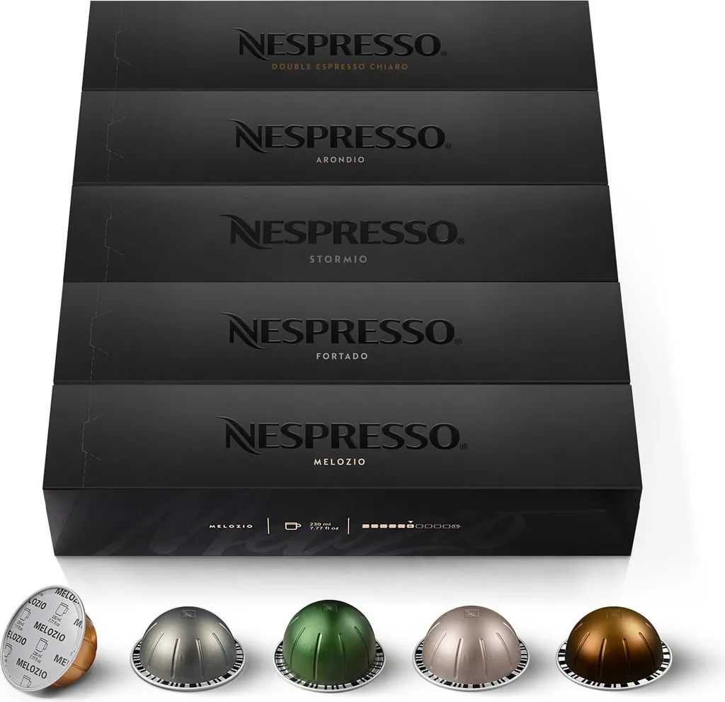 NESPRESSO VERTUO, selection of Signature Coffee (230ml), Gran Lungo (150ml) and Double Espresso (80ml), medium to dark roasts, 50 coffee capsules