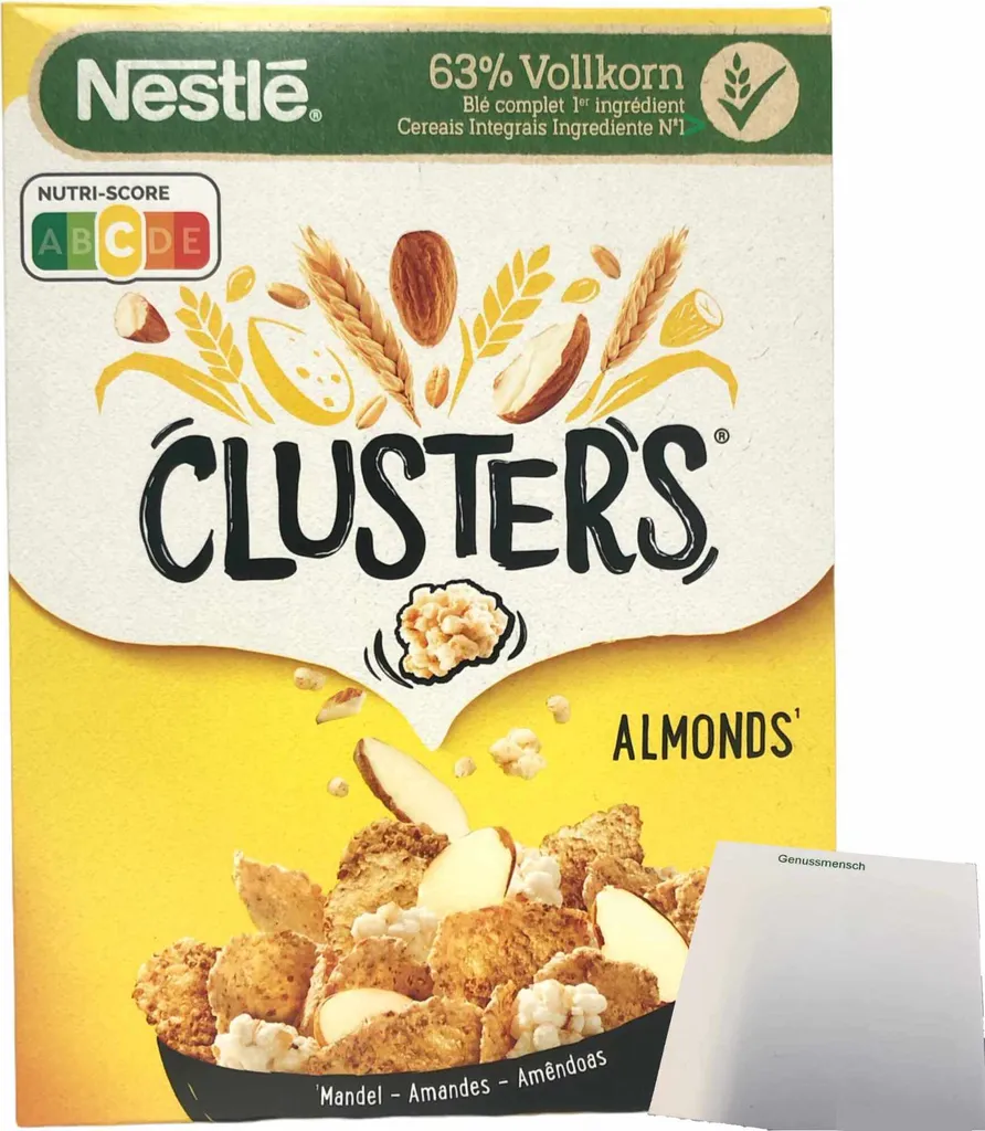 Nestle Clusters Mandel Cerealien 63% Vollkorn (325g Packung) + usy Block