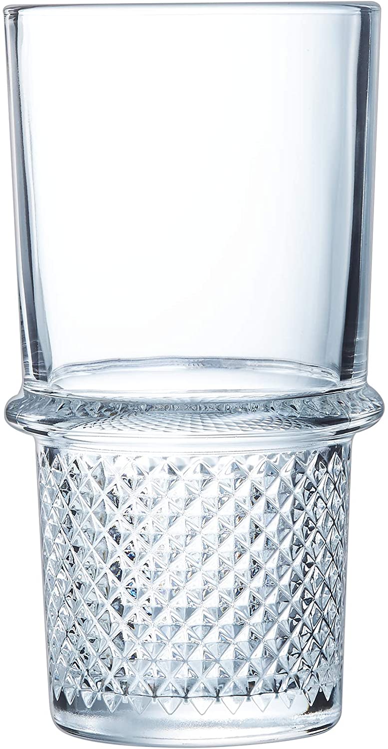 Arcoroc ARC L7334 New York Tumbler, Water Glass, Juice Glass, 380 ml, Glass, Transparent, Set of 6, transparent