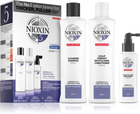 Nioxin System 5 Color Safe Chemically Treated Hair Light Thinning Set (for light thinning of normal to strong natural and chemically treated hair) Unisex